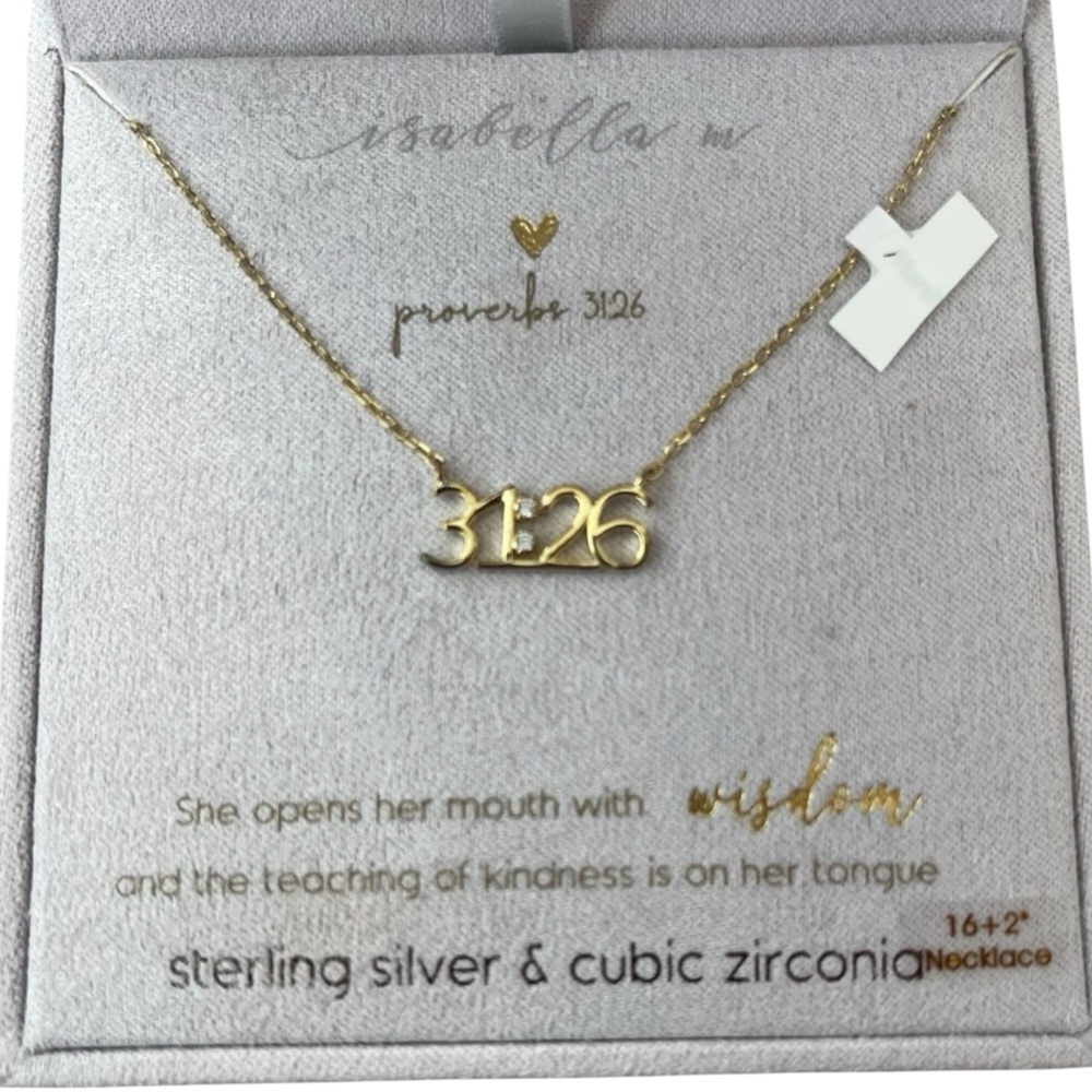 NIB Isabella M Sterling Silver Necklace Proverbs 31:26 Christian Faith 16+2” - Picture 2 of 3